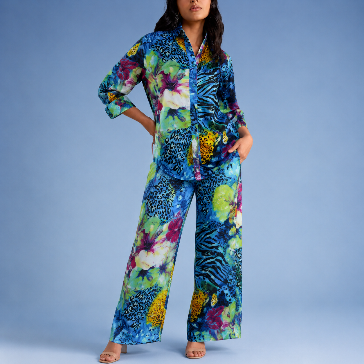 Women's Multicolor Animal & Floral Print Shirt